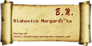 Blahovics Margaréta névjegykártya